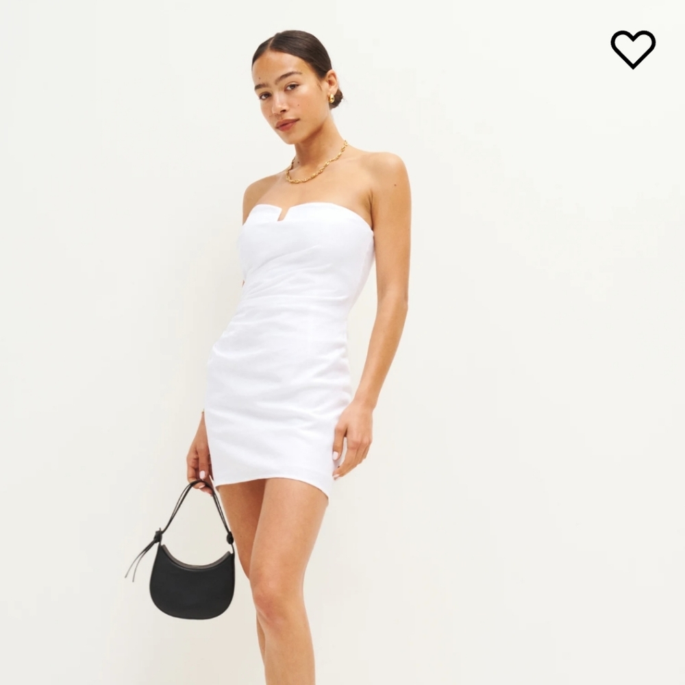 Reformation Abeni Linen Mini White dress 0